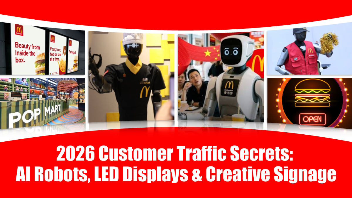 2026 Customer Traffic Secrets: AI Robots, LED Displays & Creative Signage